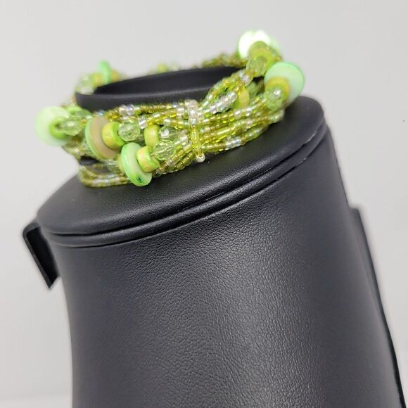 Bracelet Stretch Multistrand Pale Pastel Seafoam Green Seed Beads Rocailles - Picture 5 of 9